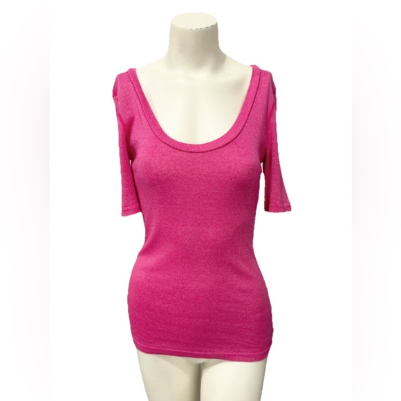 EUC Anthropologie Michael Stars Short Sleeve Top Womens XS/S Metallic Pink USA - Picture 6 of 12